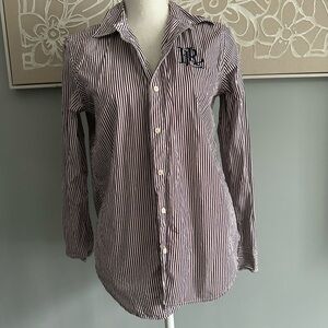 Ralph Lauren Black Label Striped Blouse - Black and White